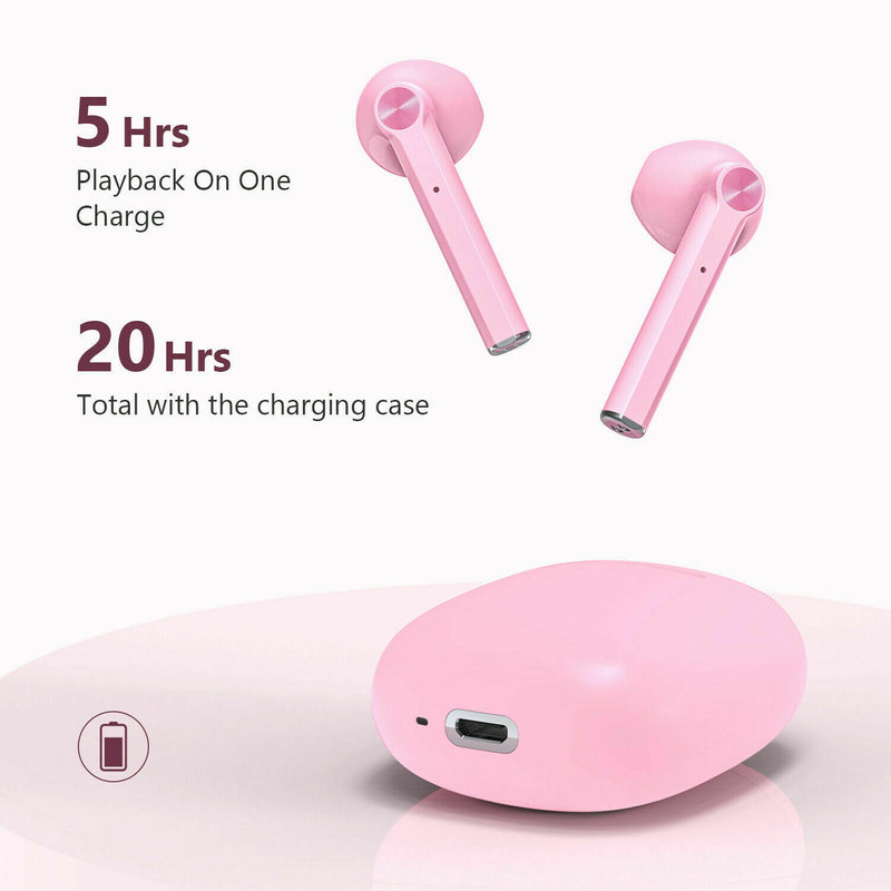 Bluetooth Earbuds, TWS True Wireless Stereo Earphone Headphones - Letscom T16 - Pink