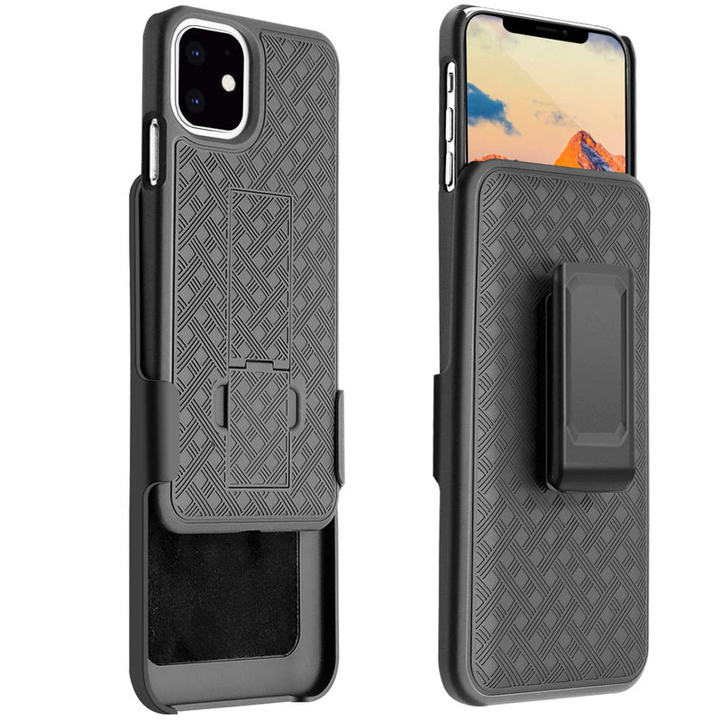 Belt Clip Case and 3 Pack Privacy Screen Protector, Kickstand Cover Tempered Glass Swivel Holster - ACM90+3R71