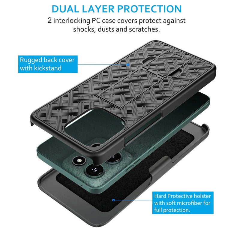 Case with Belt Clip,  w Kickstand Cover Swivel Holster Combo  - ACM73 2217-4