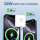 3 Pack 30 Fast Home Charger,  Quick 3 Pack 6ft USB-C Cable PD Type-C  - ACXW232 2588-2