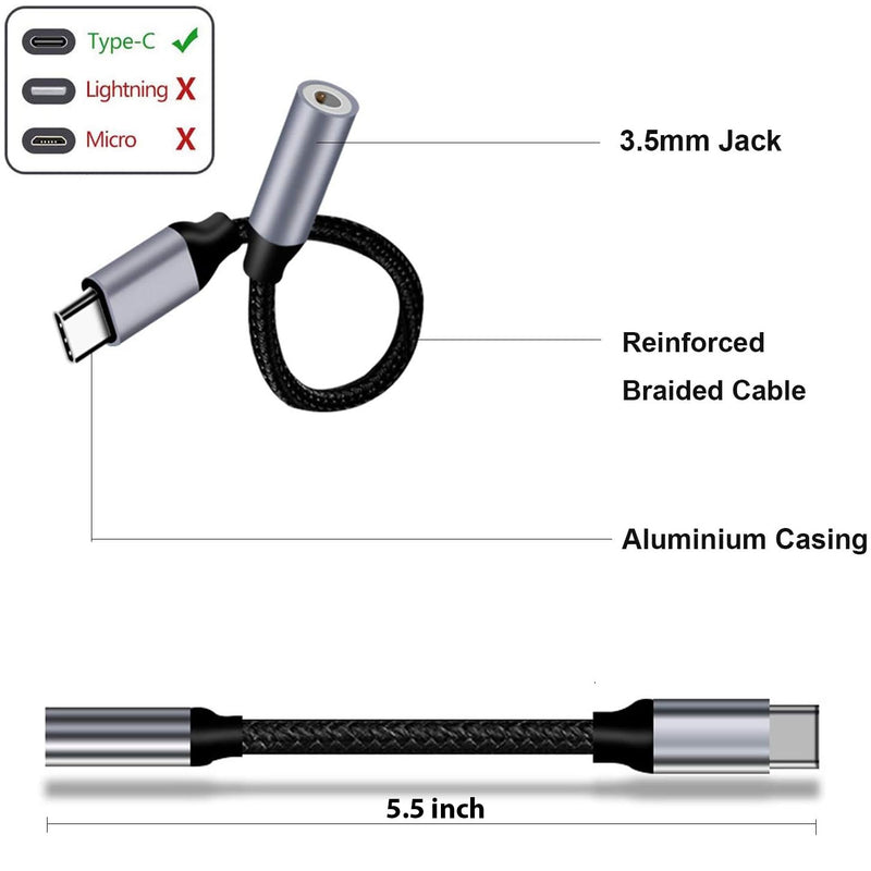 USB-C Earphone Adapter,  3.5mm Female to USB-C Male Port Converter Headphone Audio Jack   - ACS92 2193-2