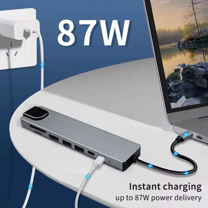 HDMI TV Adapter,  TYPE-C PD Charger RJ45 Ethernet Port  8-in-1 USB-C Hub  - ACZ87 2211-7