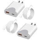 2 Pack 20W Dual Port Home Charger,  USB-C 2 Pack 3ft Long PD USB-C Cables Fast Type-C  - ACXW231 2586-1