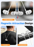 White Wired TYPE-C Earphones,  w Mic Magnetic Headphone USB-C Earbuds  - ACA14 2572-6