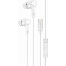 White Wired TYPE-C Earphones,  w Mic Magnetic Headphone USB-C Earbuds  - ACA14 2572-1