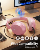 Pink Wireless Headphones,  w Mic Headset Foldable  - ACXW269 2630-6