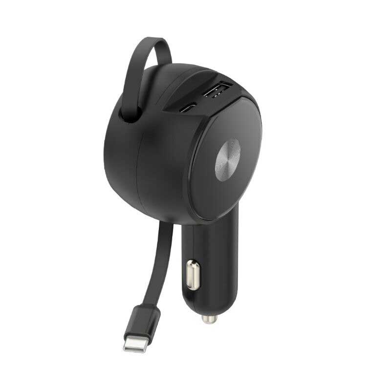 30W Car Charger,  Type-C 3 Amp Retractable  - ACK38 2241-1