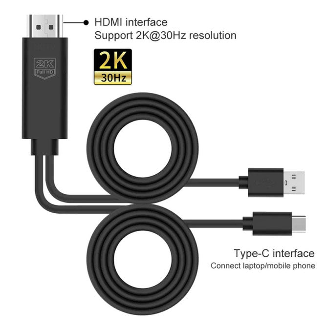 USB-C to 2K HDMI HDTV Adapter (APK Installation Required), TYPE-C TV Video Hub AV Cable - ACZ73