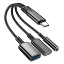 USB-C Earphone Adapter Splitter,   Port Converter   Headphone Audio Jack  TYPE-C Charging Port   - ACP26 2305-1