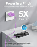 Purple 2 Pack 25W Fast Home Charger,  Quick 6ft and10ft USB-C Cable PD Type-C  - ACXW234 2590-4