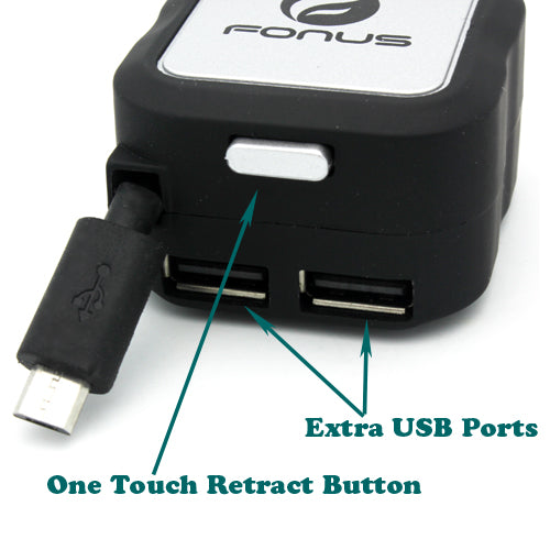  Retractable Car Charger ,  USB-C Adapter   2-Port USB   4.8Amp   - ACG50 2016-2