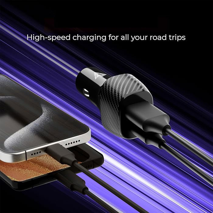 Fast Car Charger,  6ft Long PD Cable 2-Port USB-C 60W  - ACF08+E25 2185-5