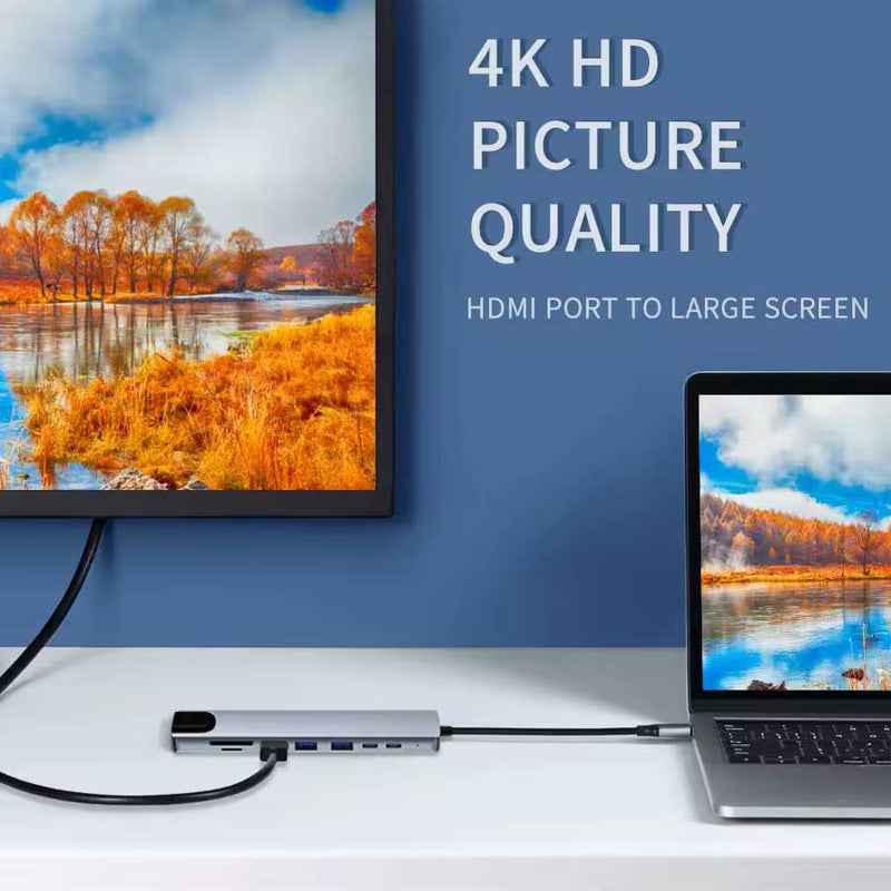 HDMI TV Adapter,  TYPE-C PD Charger RJ45 Ethernet Port  8-in-1 USB-C Hub  - ACZ87 2211-4