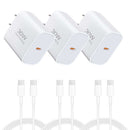 3 Pack 30 Fast Home Charger,  Quick 3 Pack 6ft USB-C Cable PD Type-C  - ACXW232 2588-1