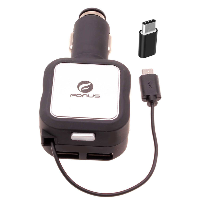  Retractable Car Charger ,  USB-C Adapter   2-Port USB   4.8Amp   - ACG50 2016-5