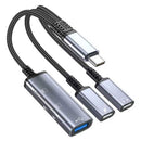 3-in-1 USB-C Splitter Earphone Adapter,  3-in-1 Converter  Memory Card Reader TYPE-C Charging Port  - ACP27 2306-1