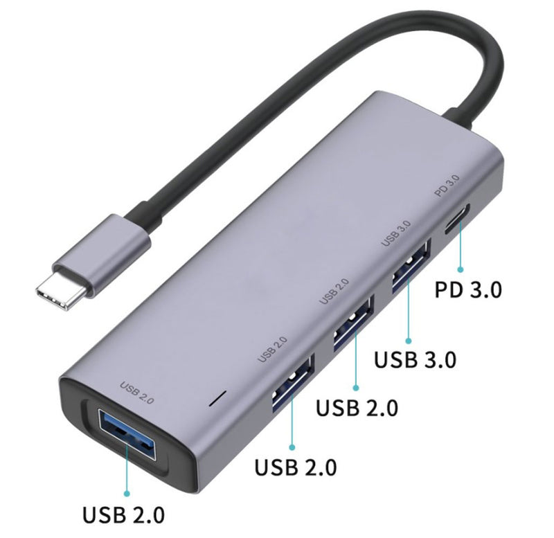  5-in-1 Adapter USB Hub ,   TYPE-C PD Port   USB Splitter   USB-C Charger Port   - ACL53 2013-3