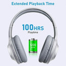 Bluetooth Headphones, Over Ear Wireless Earphones w Mic Foldable Headset Silver - ACCM4