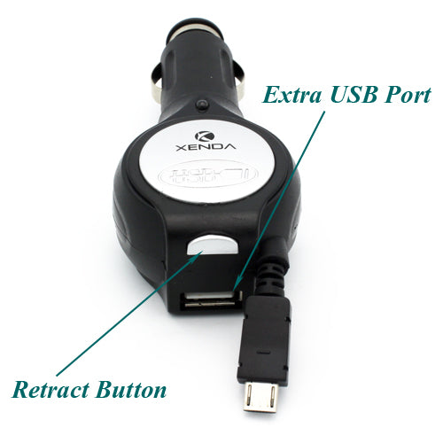 Car Charger, Micro-USB USB Port Retractable - ACU76