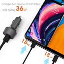 Quick Car Charger, Type-C PD 2-Port USB Cable 36W - ACE16
