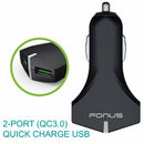 Car Charger, Coiled Cable 2-Port USB 36W Fast - ACE39