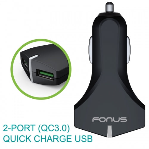 Car Charger, Coiled Cable 2-Port USB 36W Fast - ACE38