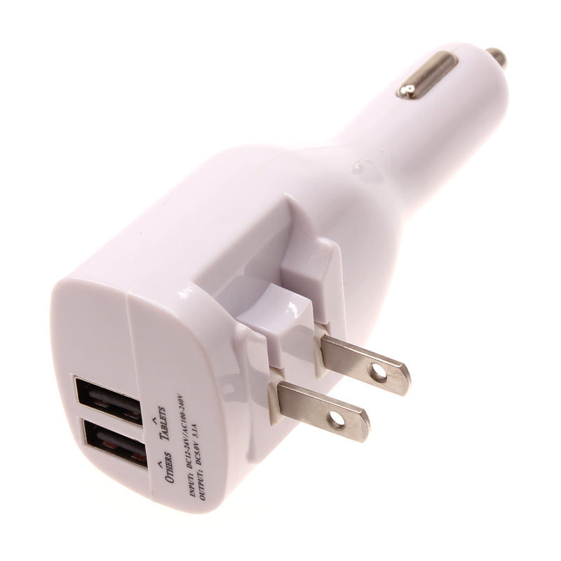 2-in-1 Car Home Charger, Travel Adapter Power Cord 6ft Long USB Cable - ACY13
