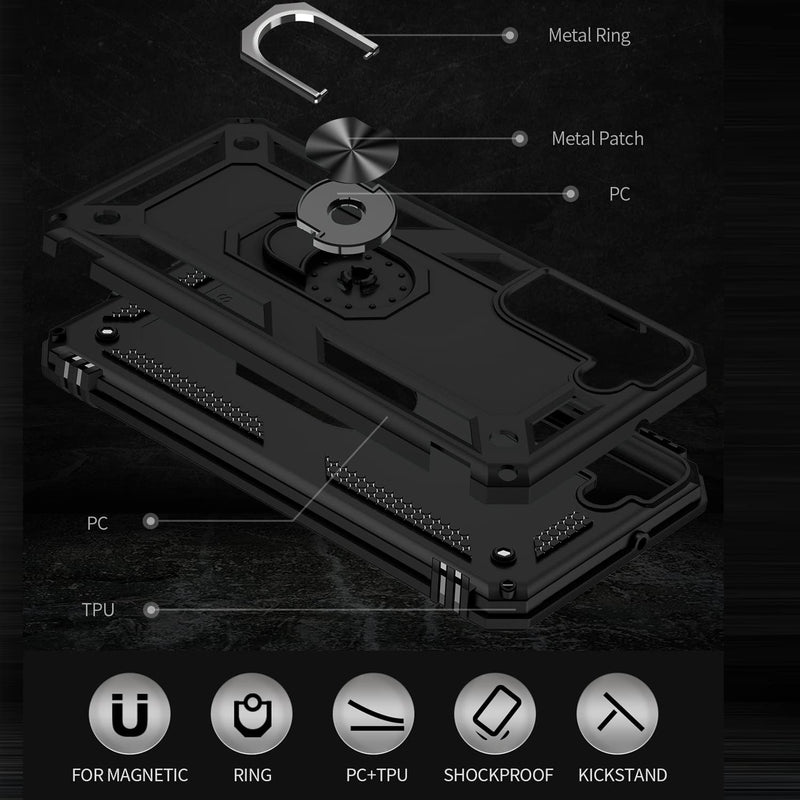 Hybrid Case Cover, Shockproof Kickstand Metal Ring - ACZ03