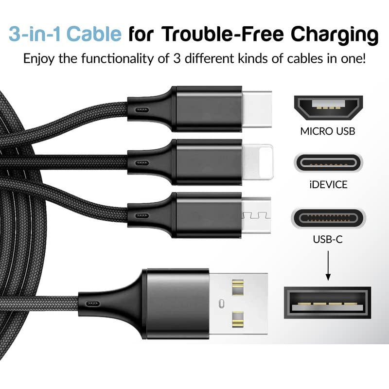 3-in-1 USB Cable, Power Cord Charging Wire - ACG72