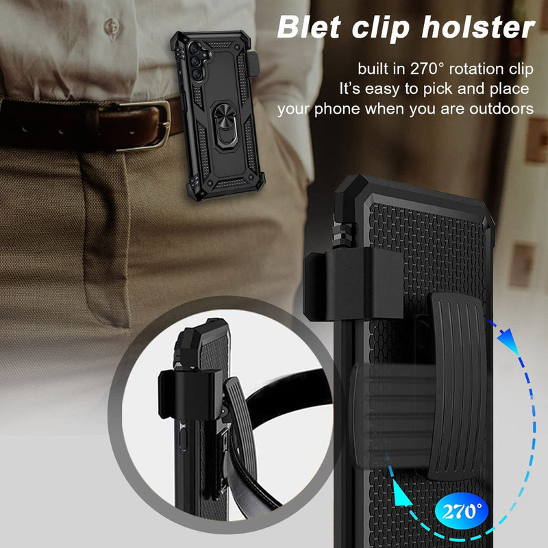 Case Belt Clip, Holster Cover Combo Shockproof Kickstand Swivel Metal Ring - ACY89