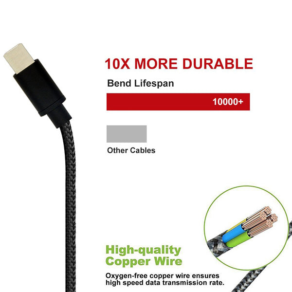 6ft and 10ft Long USB Cables, Wire Power Cord Fast Charge - ACY59