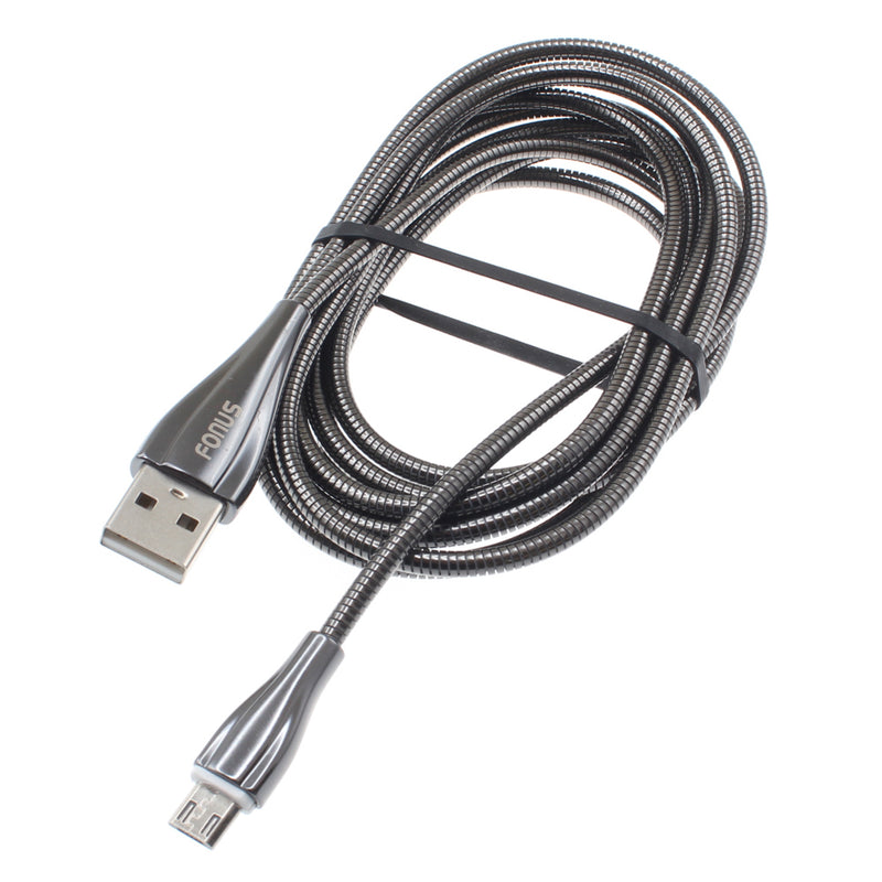 Metal USB Cable, Charger Cord MicroUSB 6ft - ACR90