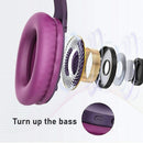 Bluetooth Headphones, Over Ear Wireless Earphones w Mic Foldable Headset Purple - ACCM3