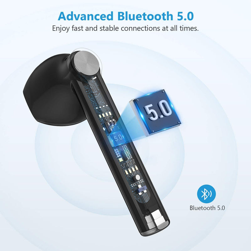 Bluetooth Earbuds, TWS True Wireless Stereo Earphone Headphones - Letscom T16 - Black