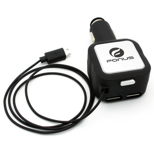 Car Charger, 2-Port USB 4.8Amp Retractable - ACM89