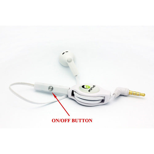 Retractable Mono Earphone, Headset 3.5mm w Mic Headphone - ACJ79