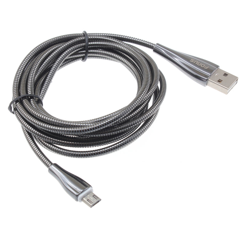 Metal USB Cable, Charger Cord MicroUSB 6ft - ACR90