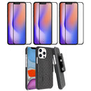 Belt Clip Case and 3 Pack Screen Protector, Kickstand Cover Tempered Glass Swivel Holster - ACA54+3Z31