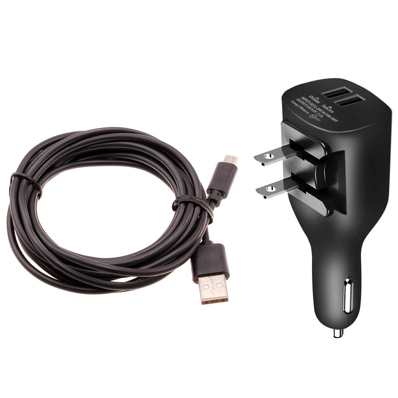 2-in-1 Car Home Charger, Travel Power Adapter Long Cord 6ft Micro USB Cable - ACY09