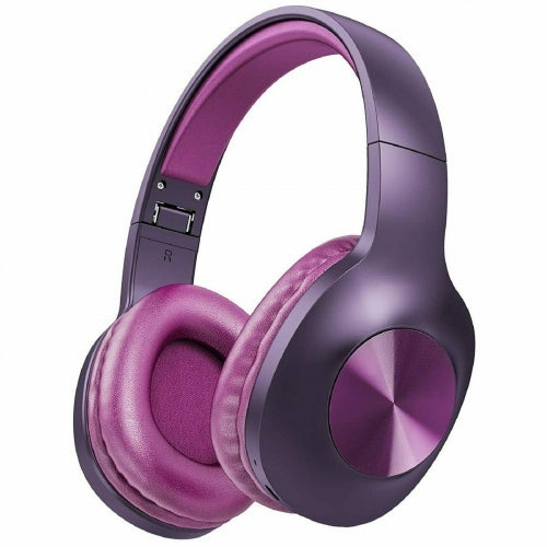 Bluetooth Headphones, Over Ear Wireless Earphones w Mic Foldable Headset Purple - ACCM3