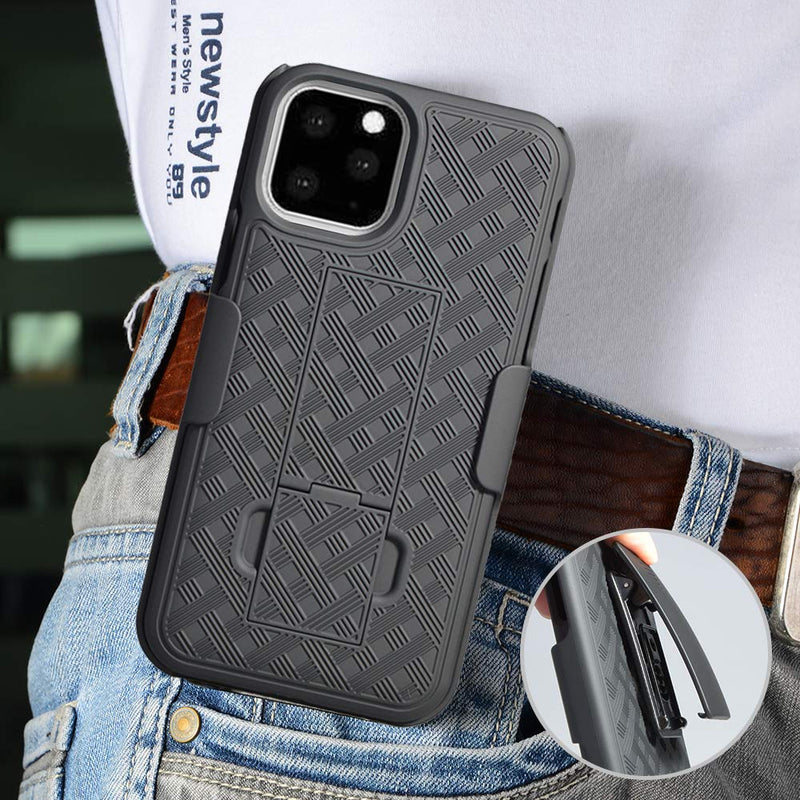 Belt Clip Case and 3 Pack Screen Protector, Kickstand Cover Ceramics Swivel Holster - ACJ44+3G51