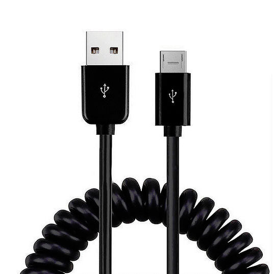 Coiled USB Cable, Power Wire Micro-USB to USB-C Adapter Charger Cord - ACK81