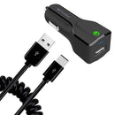 Car Charger,  Coiled Cable USB Port 18W Fast  - ACM14 975-1