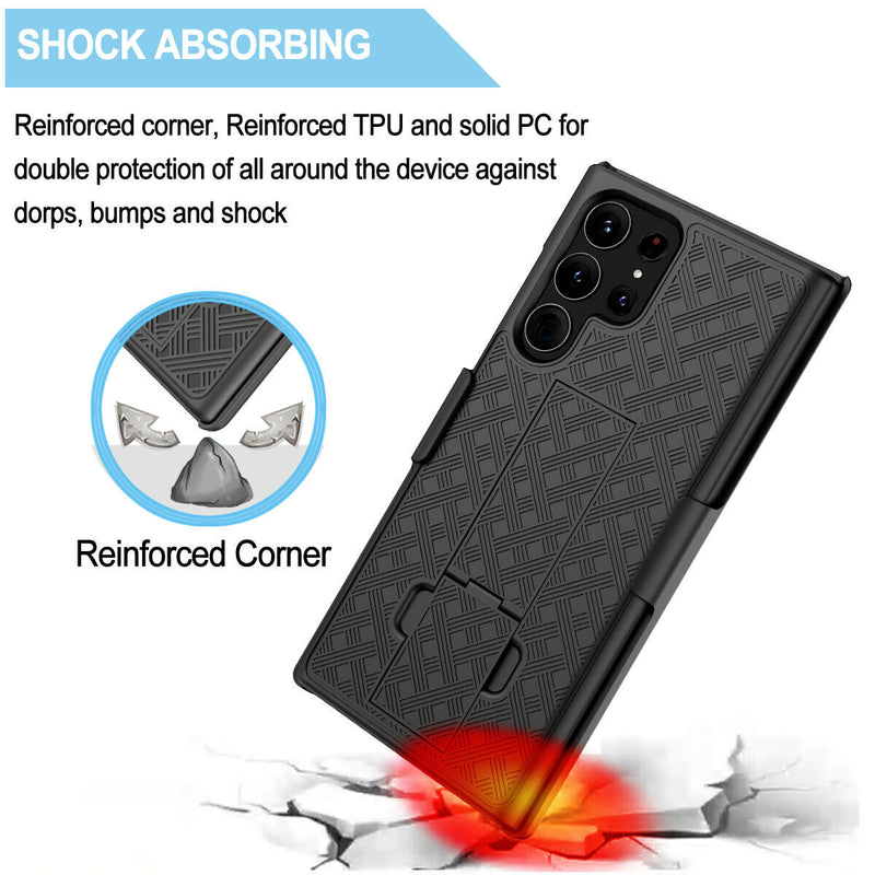 Belt Clip Case and 3 Pack Privacy Screen Protector, Kickstand Cover TPU Film Swivel Holster - ACZ53+3Z23