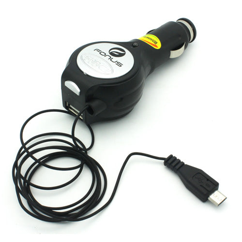 Car Charger, Micro-USB USB Port Retractable - ACM76