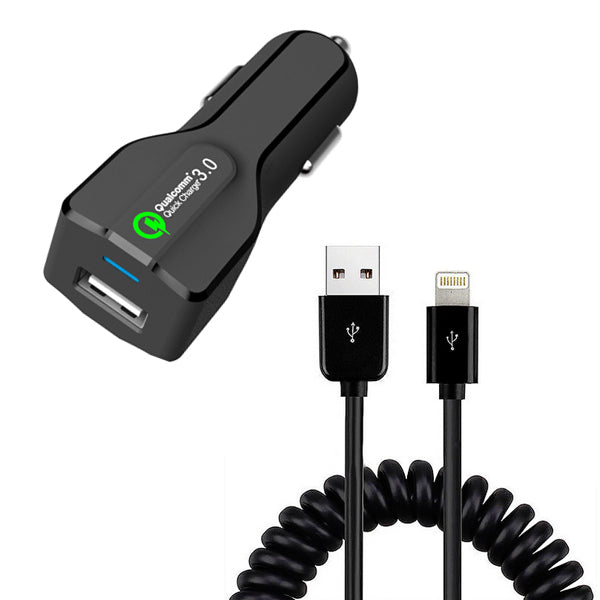 Car Charger, Coiled Cable 2-Port USB 24W Fast - ACK23