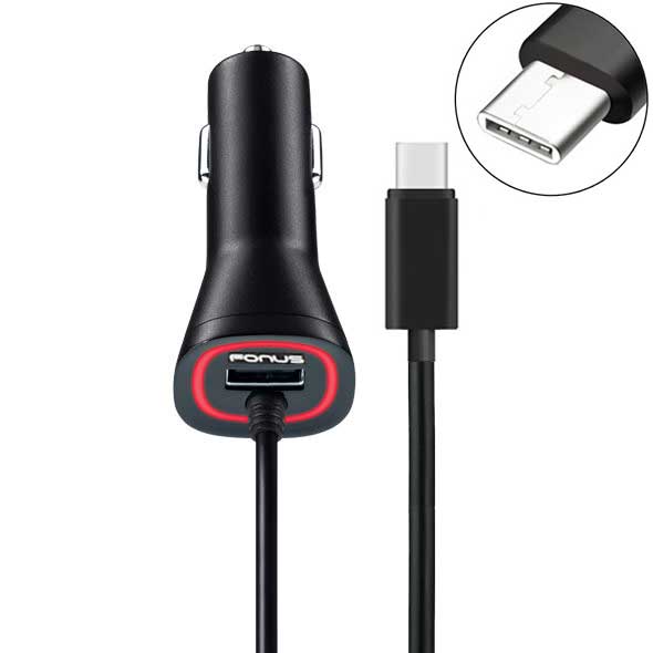 Car Charger, Fast Power Adapter Type-C Coiled Cable - ACD42