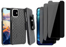 Belt Clip Case and 3 Pack Privacy Screen Protector, Kickstand Cover Tempered Glass Swivel Holster - ACM27+3R72