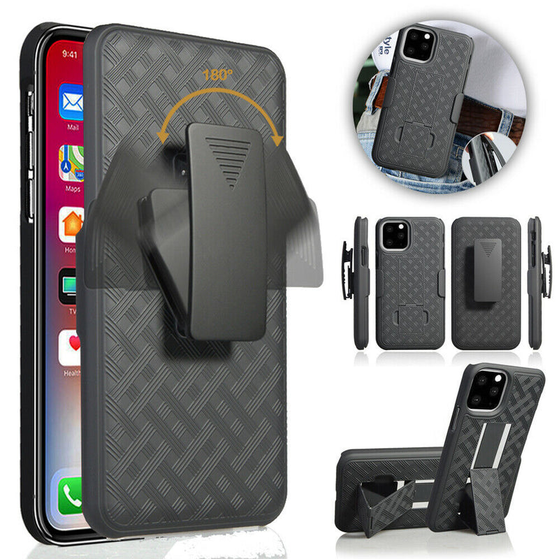 Belt Clip Case and 3 Pack Privacy Screen Protector, Kickstand Cover Tempered Glass Swivel Holster - ACA49+3Z26