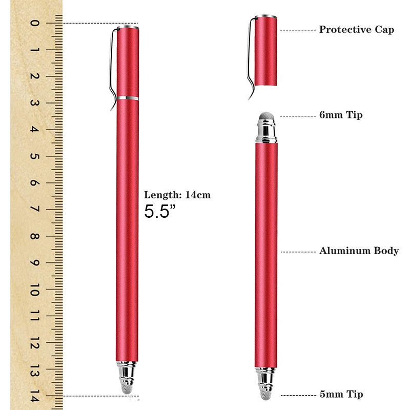 Red Stylus, Aluminum Fiber Tip Touch Screen Pen - ACZ57
